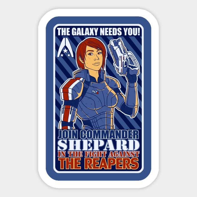 JOIN COMMANDER SHEPARD Sticker by Lukael